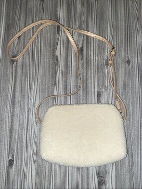 Universal Thread Soft Sherpa Cream Crossbody with Tan Strap